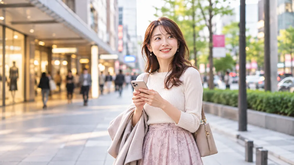 待ち合わせをする既婚女性